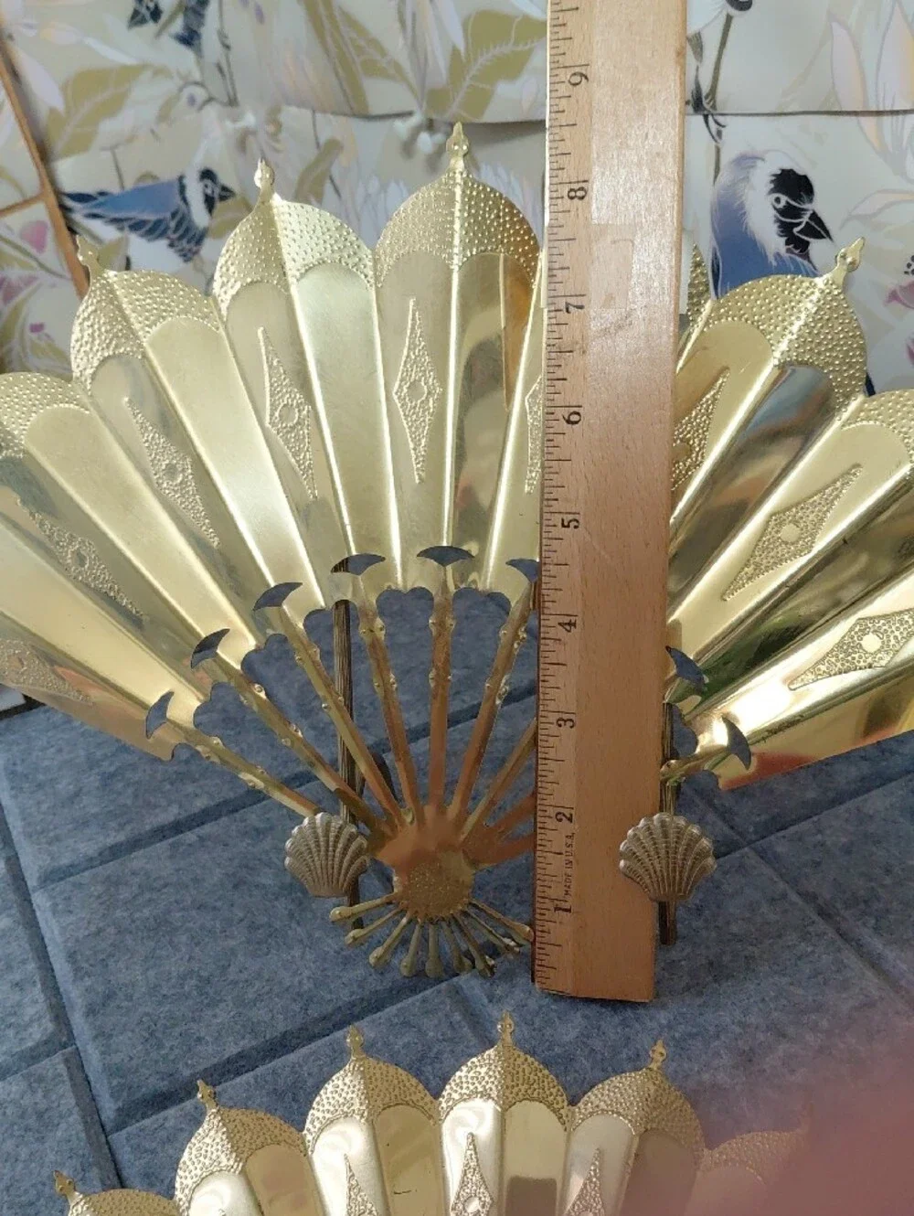 Homco Gold Metal Fan Wall Decor - Set of Four Ornate Fans